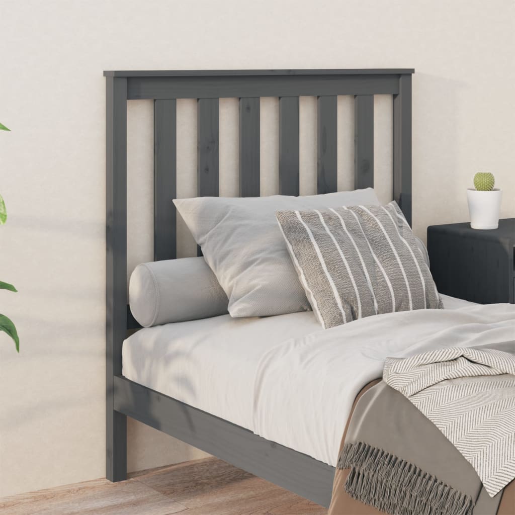vidaXL Cabecero de cama madera maciza de pino gris 96x6x101 cm