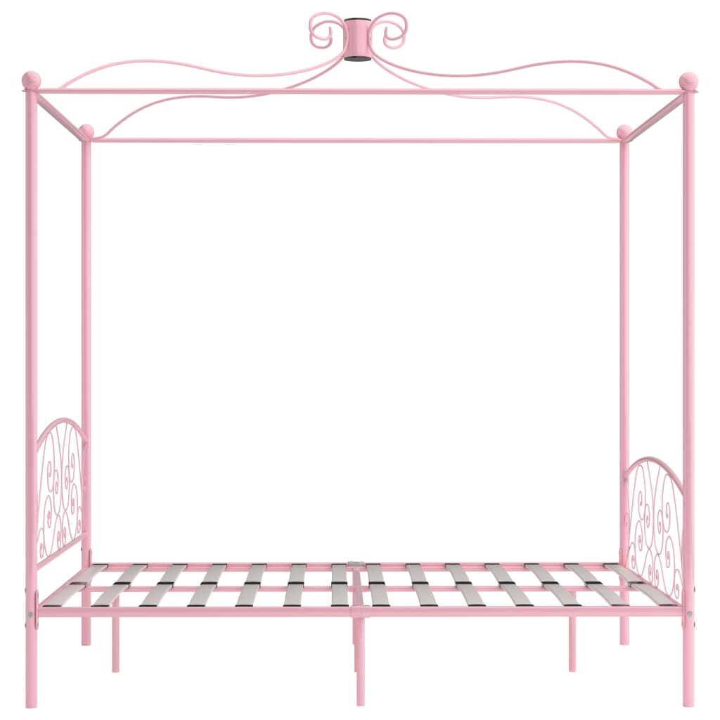 vidaXL Estructura de cama con dosel metal rosa 120x200 cm