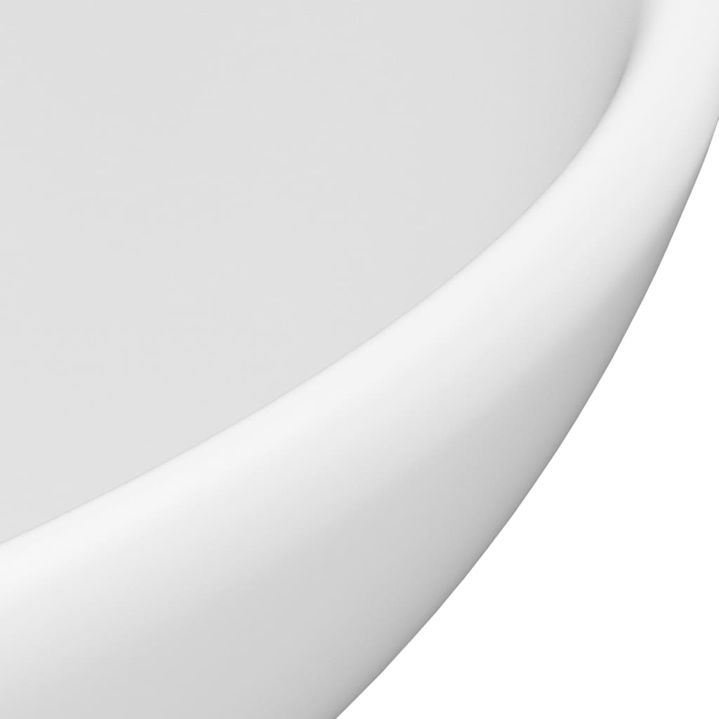 vidaXL Lavabo de lujo redondo cerámica blanco mate 32,5x14 cm