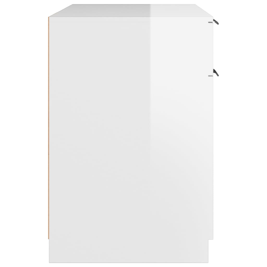 vidaXL Escritorio de madera contrachapada blanco brillo 100x50x75 cm