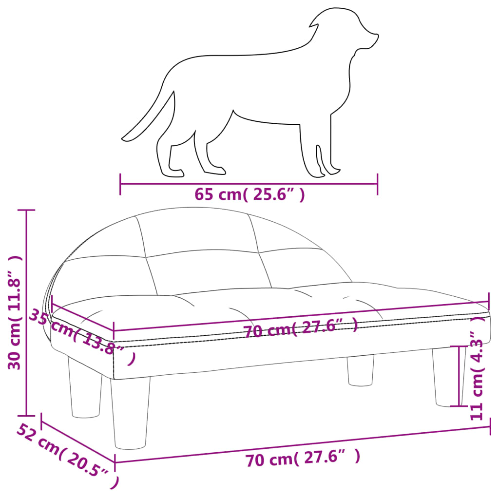 vidaXL Cama para perros de terciopelo crema 70x52x30 cm