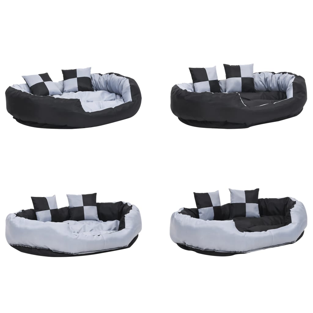 vidaXL Cojín para perro reversible y lavable gris y negro 110x80x23 cm