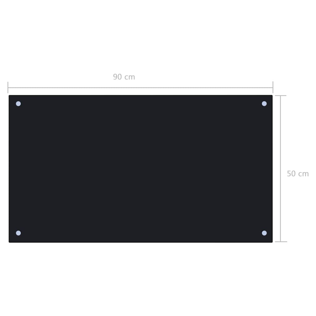 vidaXL Protección salpicaduras cocina vidrio templado negro 90x50 cm