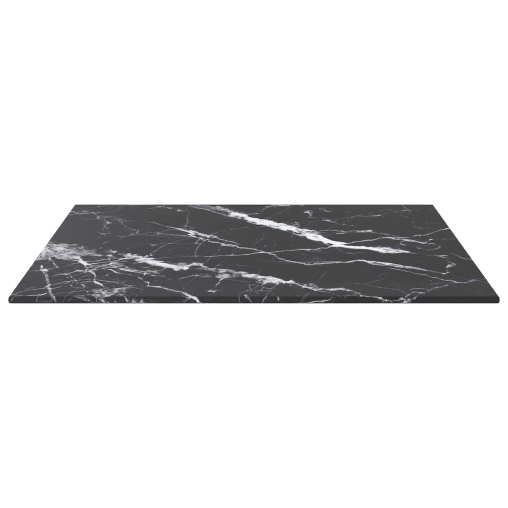 vidaXL Tablero mesa diseño mármol vidrio templado negro 50x50 cm 6 mm