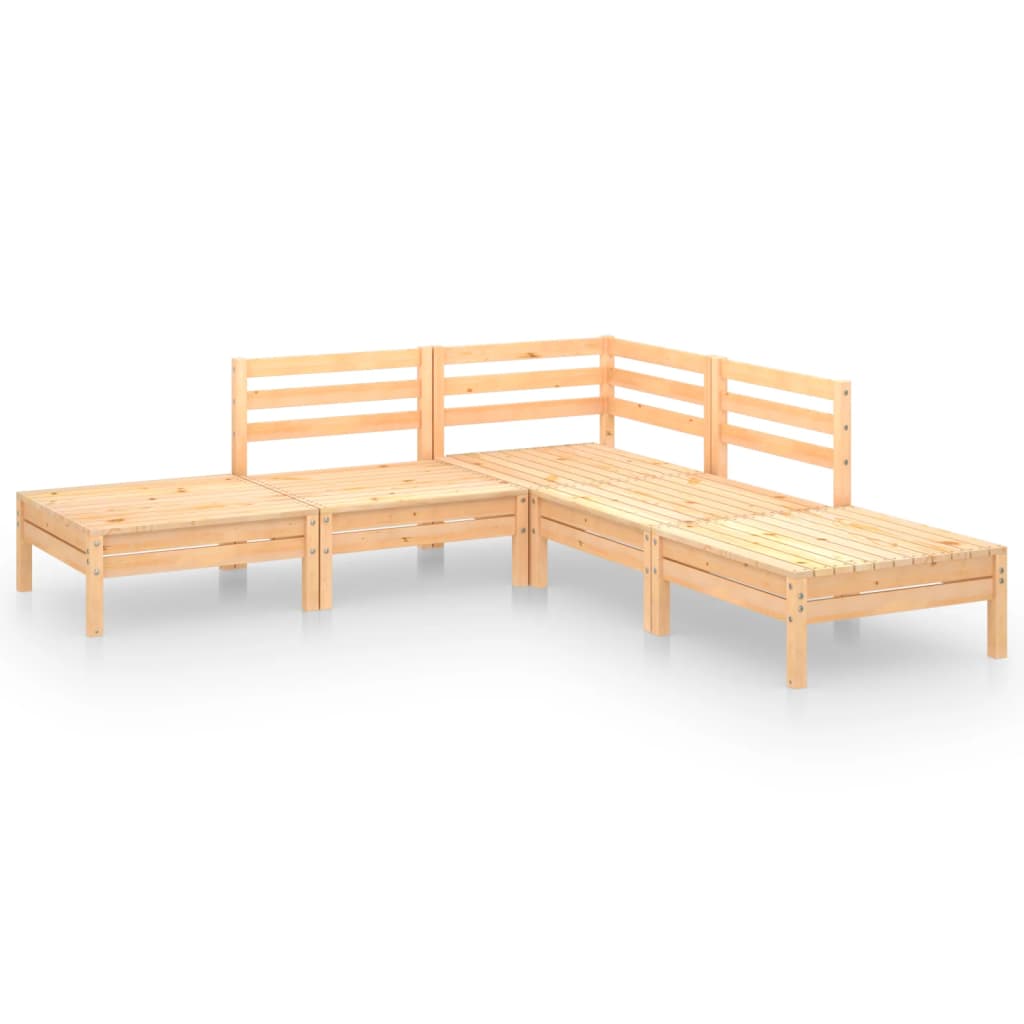 vidaXL Juego de muebles de jardín 5 piezas madera de pino maciza
