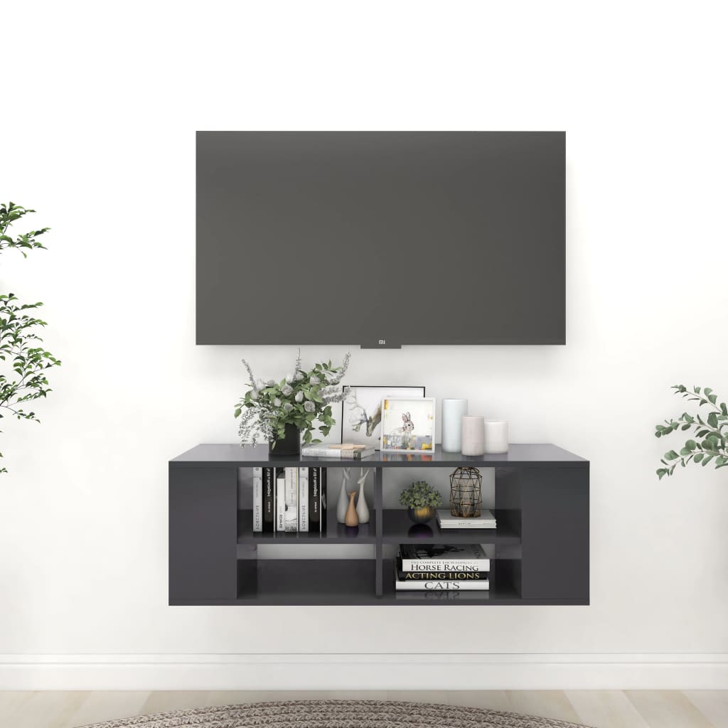 vidaXL Mueble de pared para TV aglomerado gris 102x35x35 cm