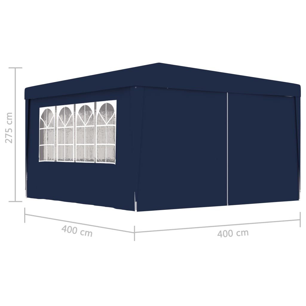 vidaXL Carpa profesional para fiestas con paredes azul 90 g/m² 4x4 m