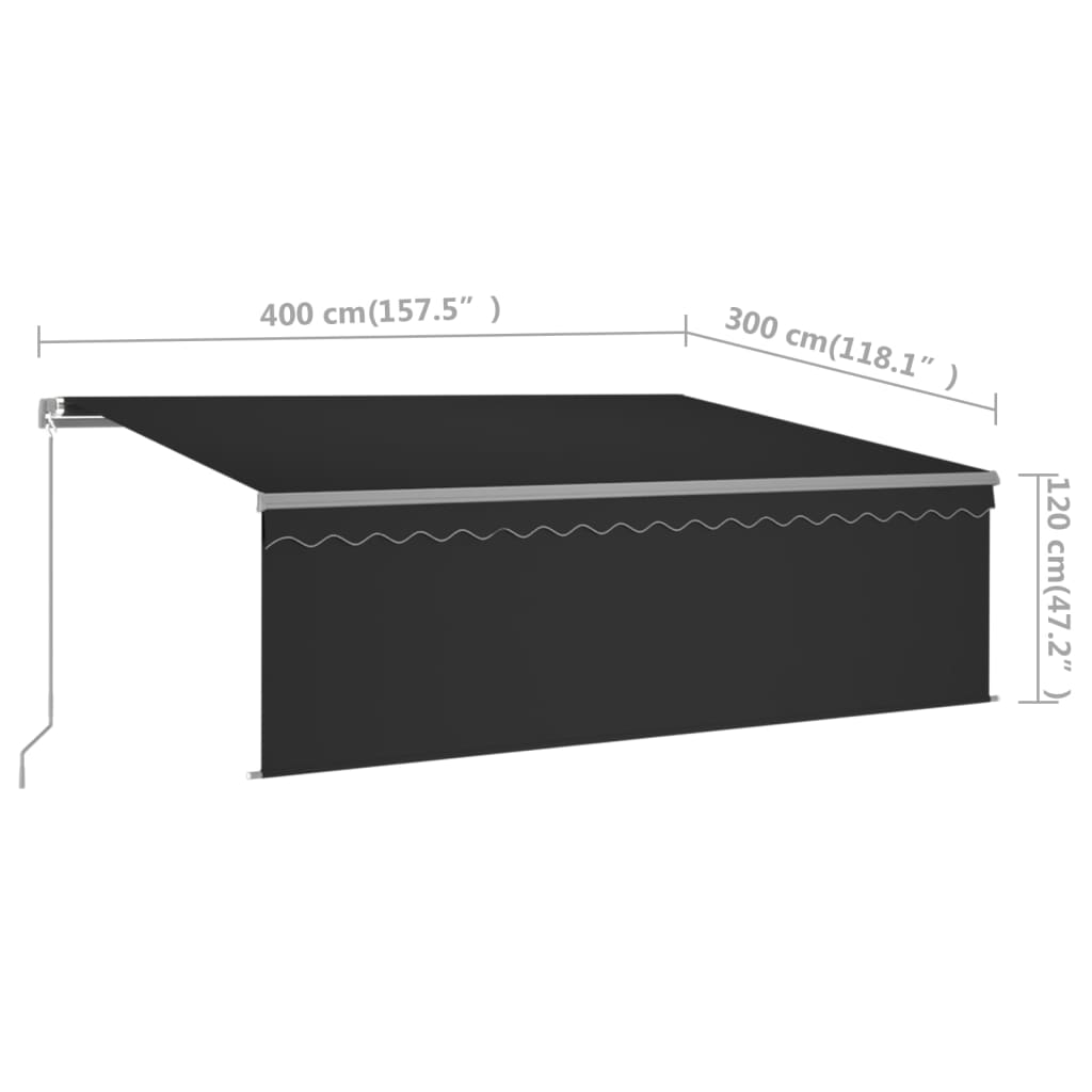 vidaXL Toldo retráctil manual con persiana antracita 4x3 m