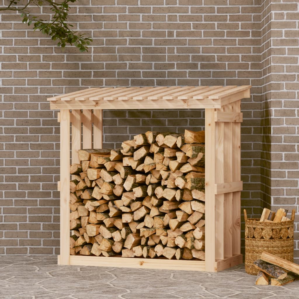 vidaXL Leñero de madera maciza de pino 108x64,5x109 cm