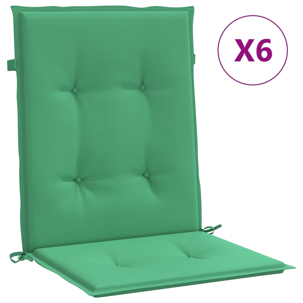 vidaXL Cojín silla jardín respaldo bajo 6 uds tela Oxford verde