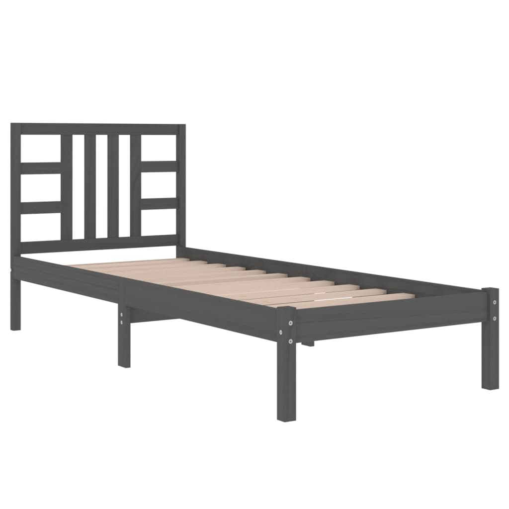 vidaXL Estructura de cama de madera maciza gris 100x200 cm