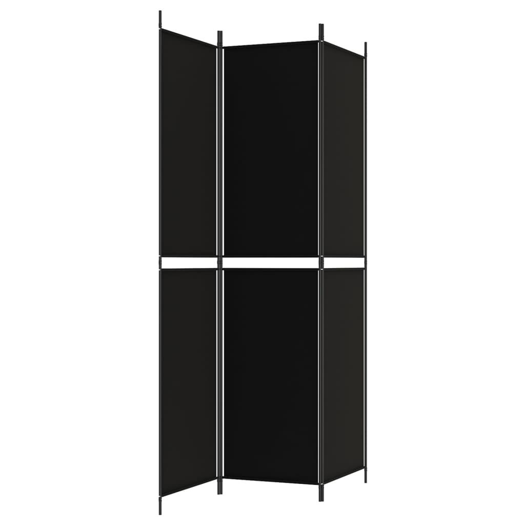 vidaXL Biombo divisor de 3 paneles de tela negro 150x220 cm