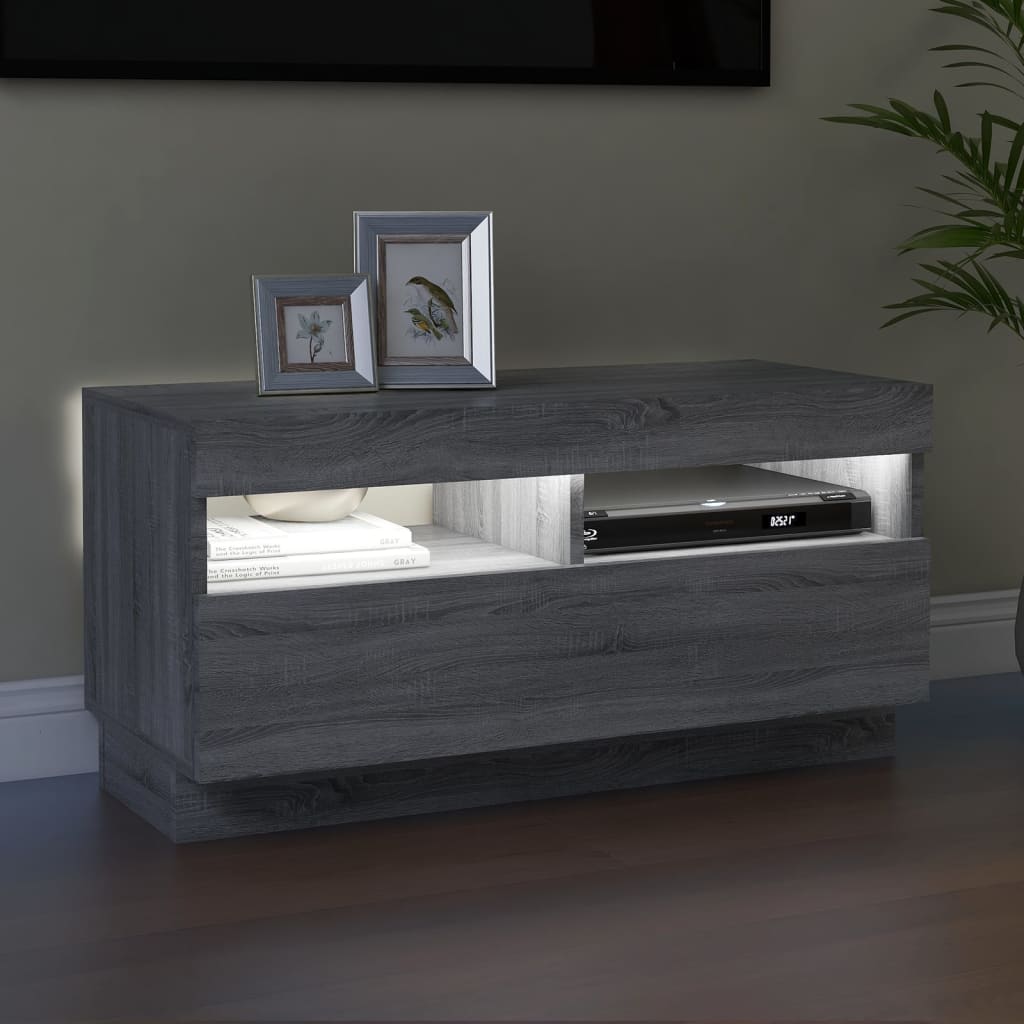 vidaXL Mueble de TV con luces LED gris Sonoma 80x35x40 cm