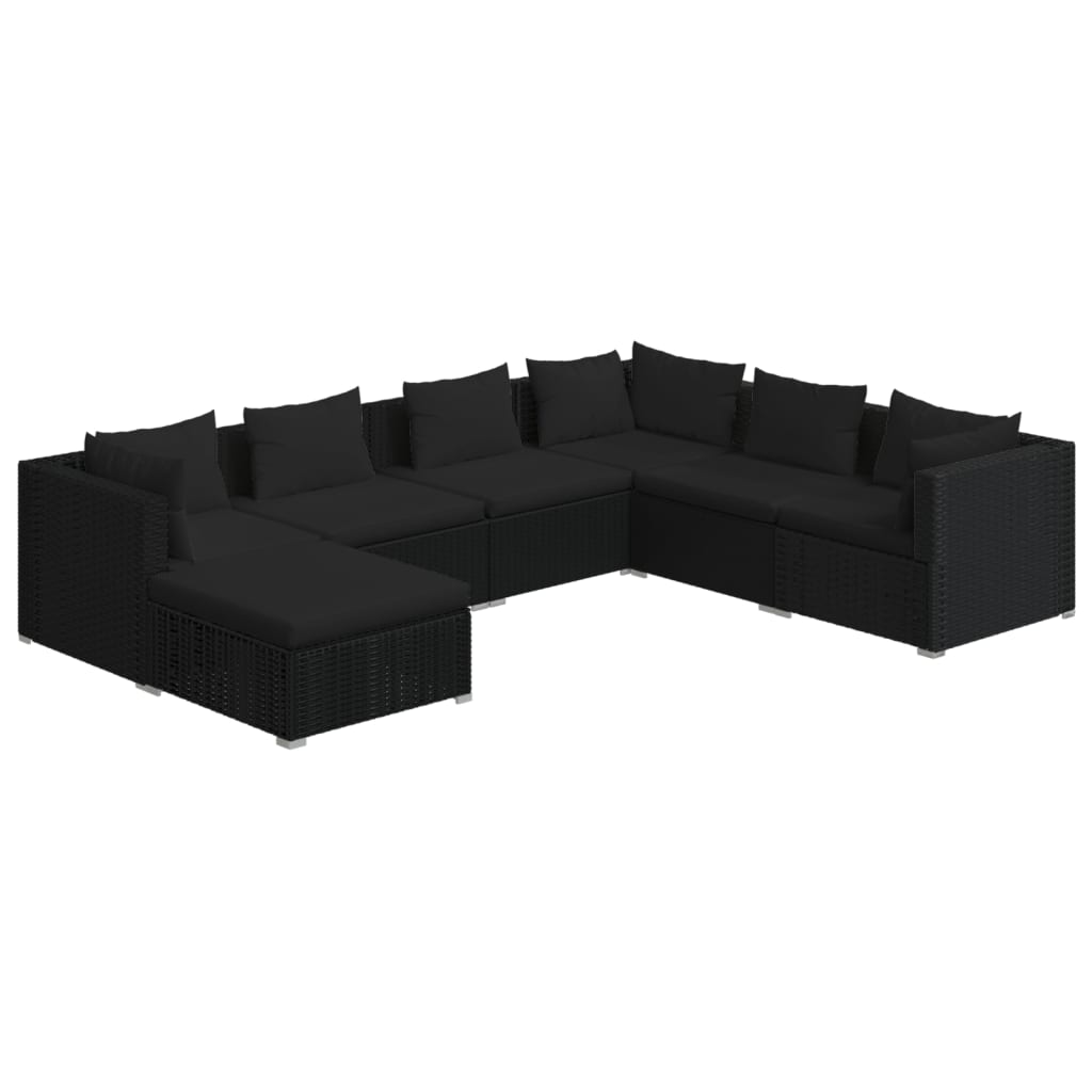 vidaXL Set de muebles de jardín 7 pzas y cojines ratán sintético negro