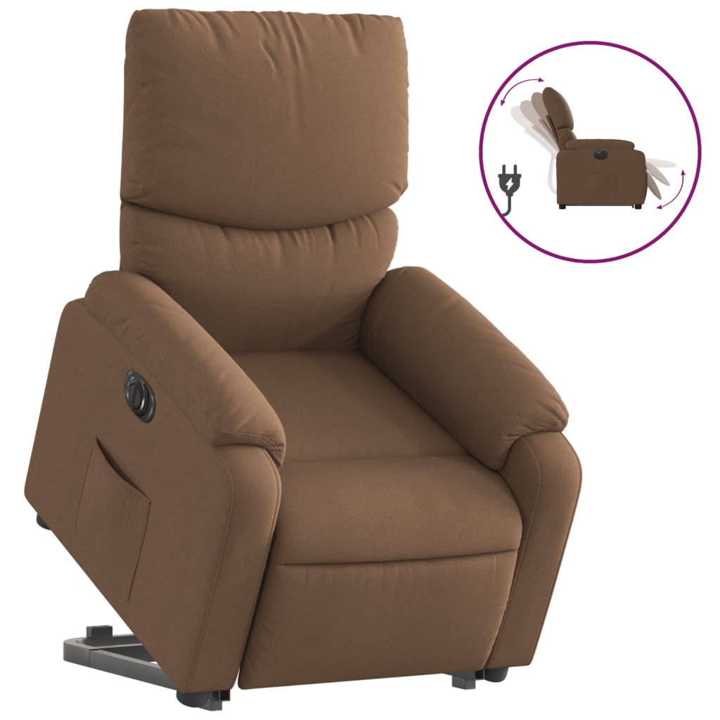 vidaXL Sillón eléctrico reclinable elevable de tela marrón