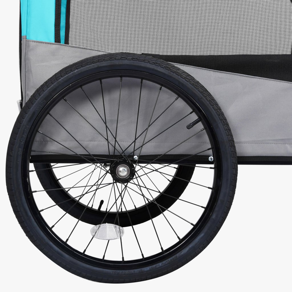 vidaXL Remolque de bicicleta para mascotas cochecito 2 en 1 azul gris