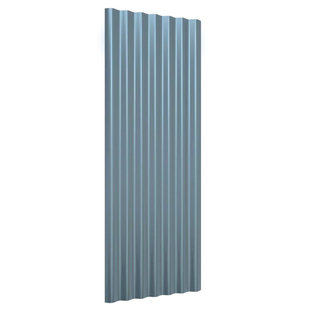 vidaXL Paneles de tejado 12 unidades acero recubierto gris 100x36 cm