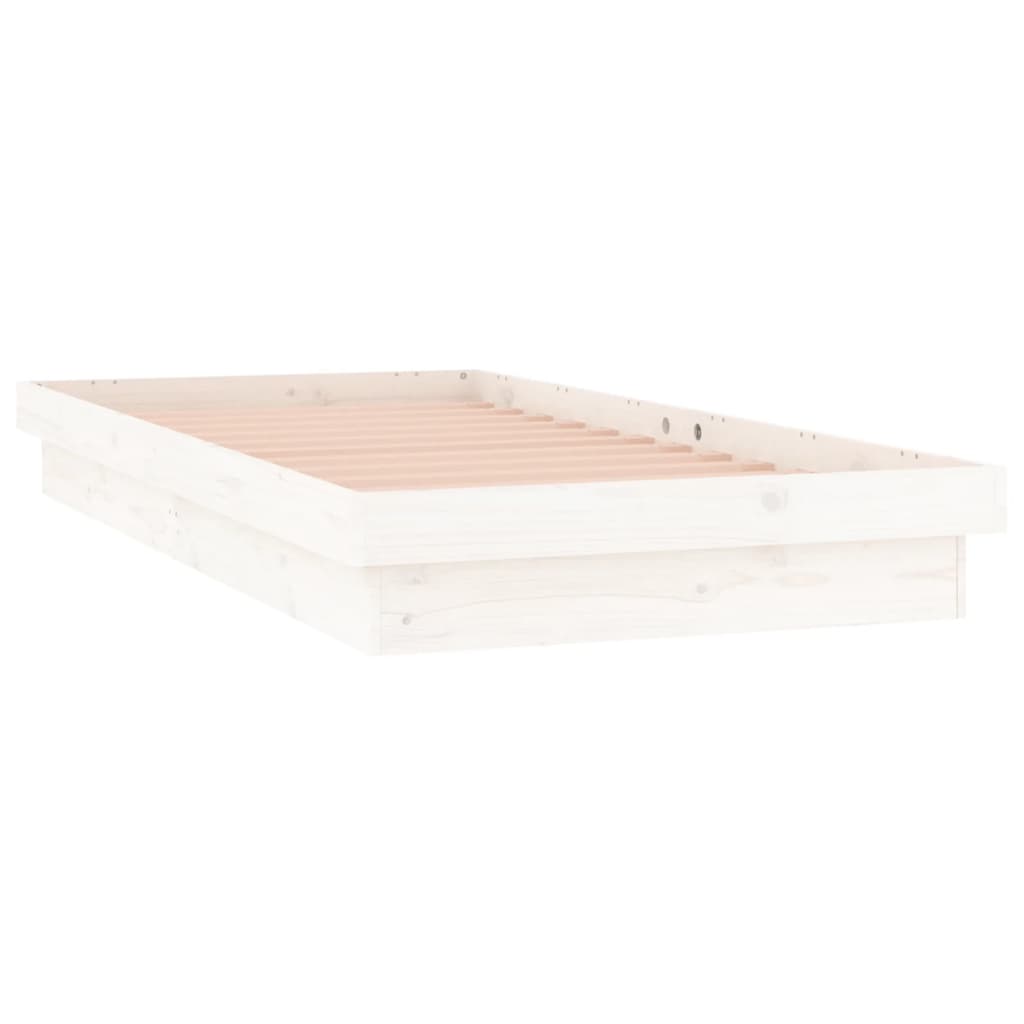 vidaXL Estructura de cama con LED madera maciza blanca 90x200 cm
