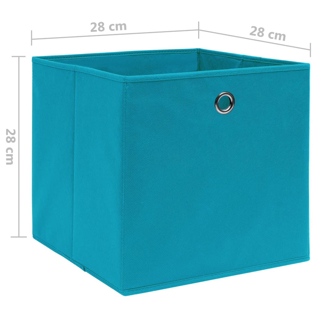 vidaXL Cajas de almacenaje 4 uds tela no tejida azul bebé 28x28x28 cm