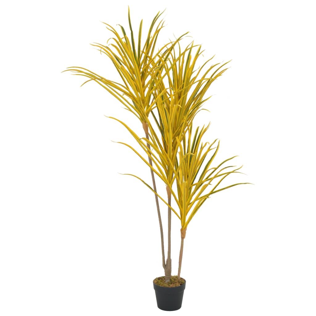 vidaXL Planta artificial drácena con macetero 125 cm amarilla