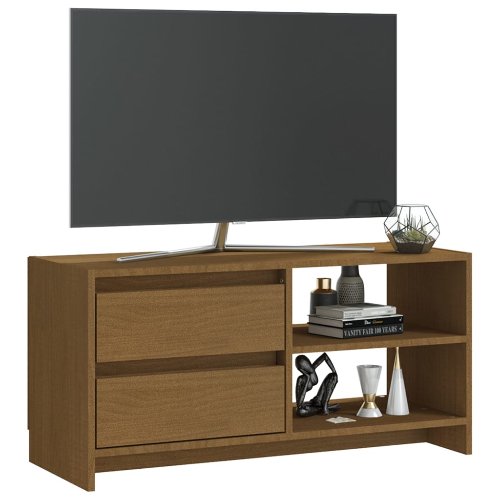 vidaXL Mueble para TV de madera maciza pino marrón miel 80x31x39 cm
