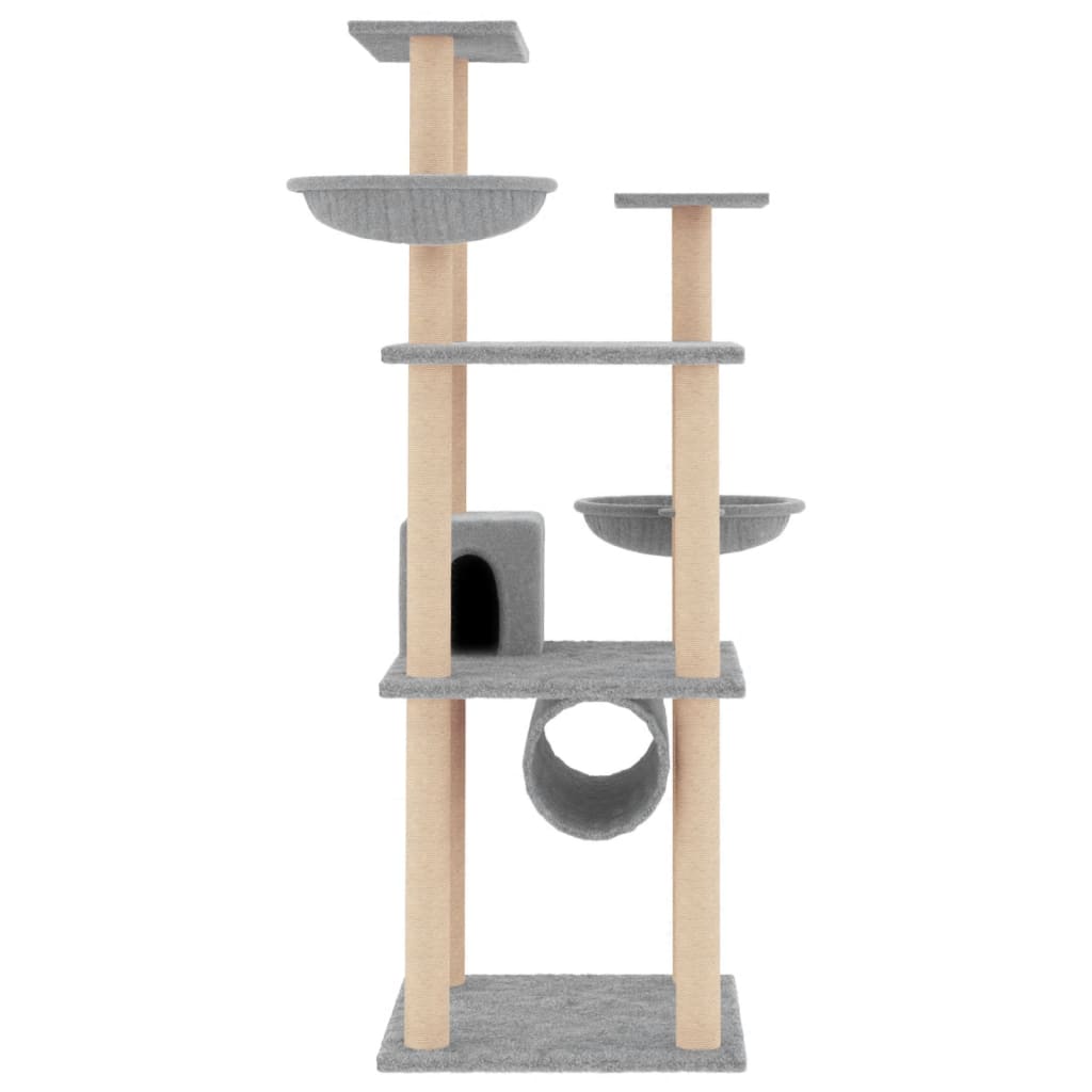 vidaXL Rascador para gatos con postes de sisal gris claro 141 cm