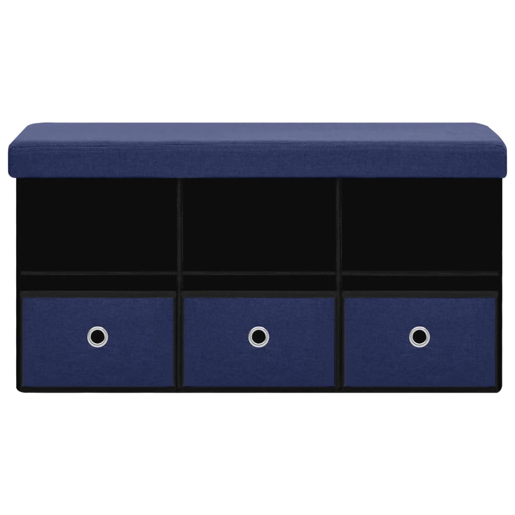 vidaXL Banco de almacenaje plegable lino sintético azul 76x38x38 cm