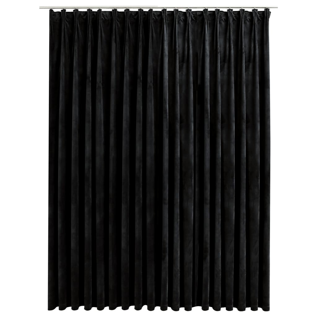 vidaXL Cortina opaca con ganchos terciopelo negro 290x245 cm