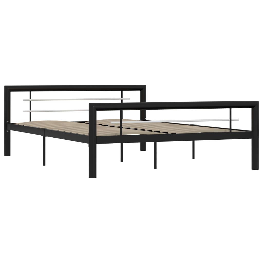 vidaXL Estructura de cama de metal negro y blanco 140x200 cm