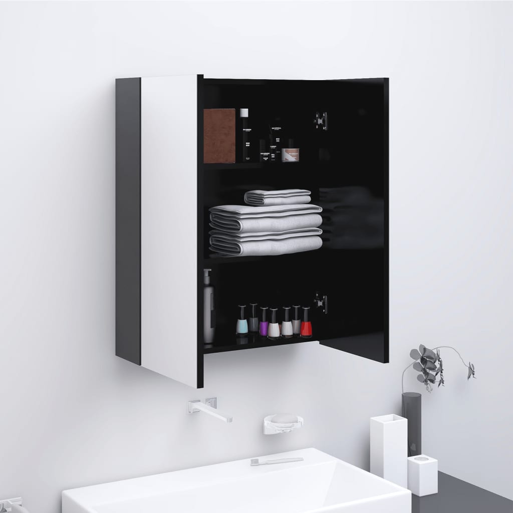 vidaXL Armario de espejo de baño MDF gris antracita 60x15x75 cm