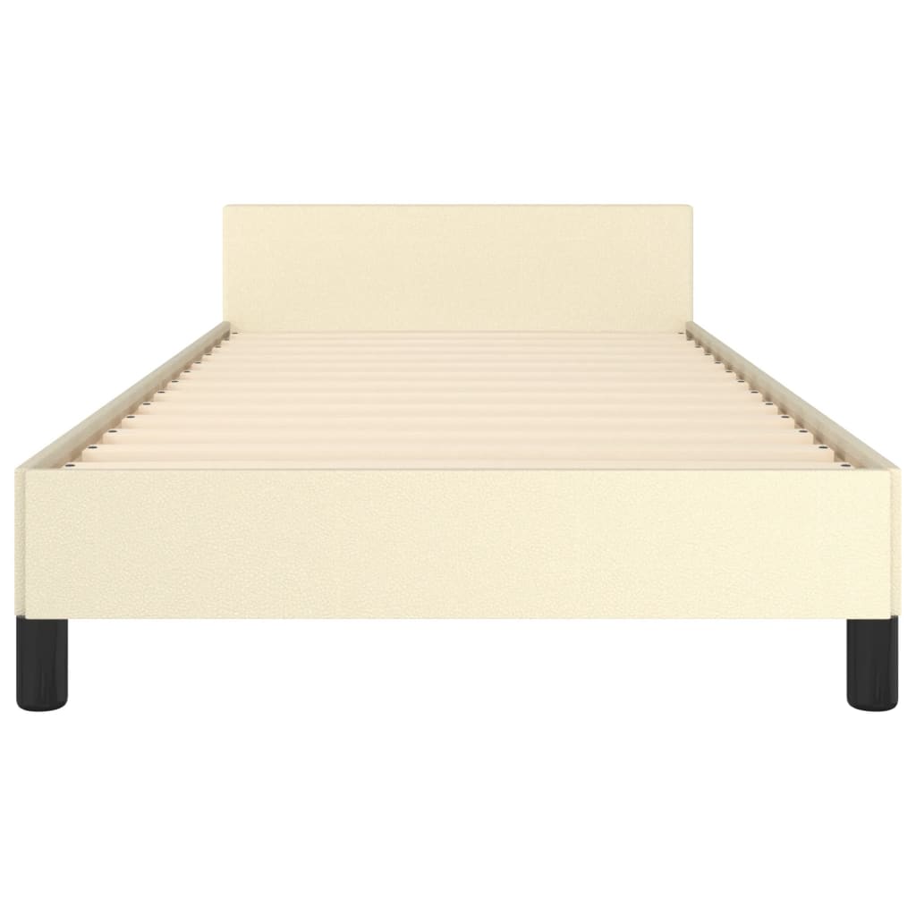 vidaXL Estructura de cama con cabecero cuero sintético crema 100x200cm
