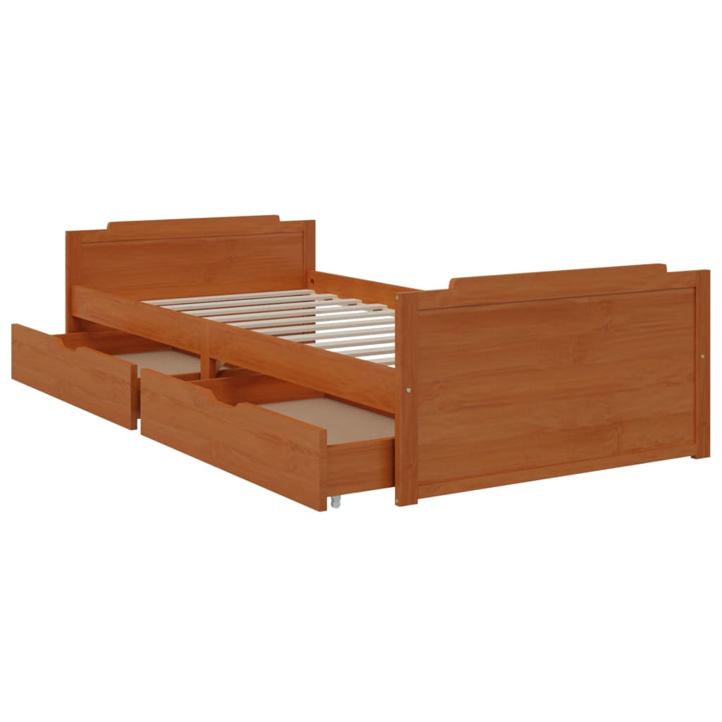 vidaXL Estructura cama cajones madera maciza de pino marrón 90x200 cm