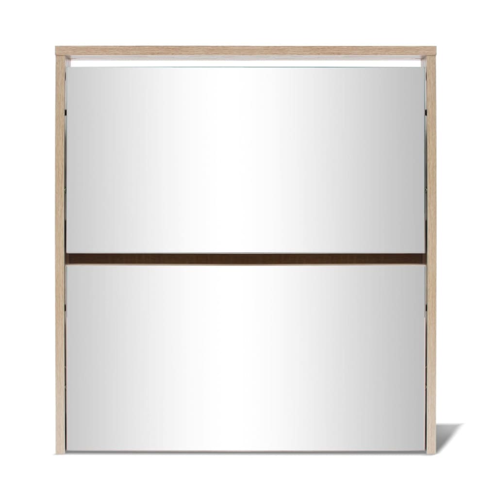 vidaXL Mueble zapatero 2 compartimentos espejo color roble 63x17x67cm
