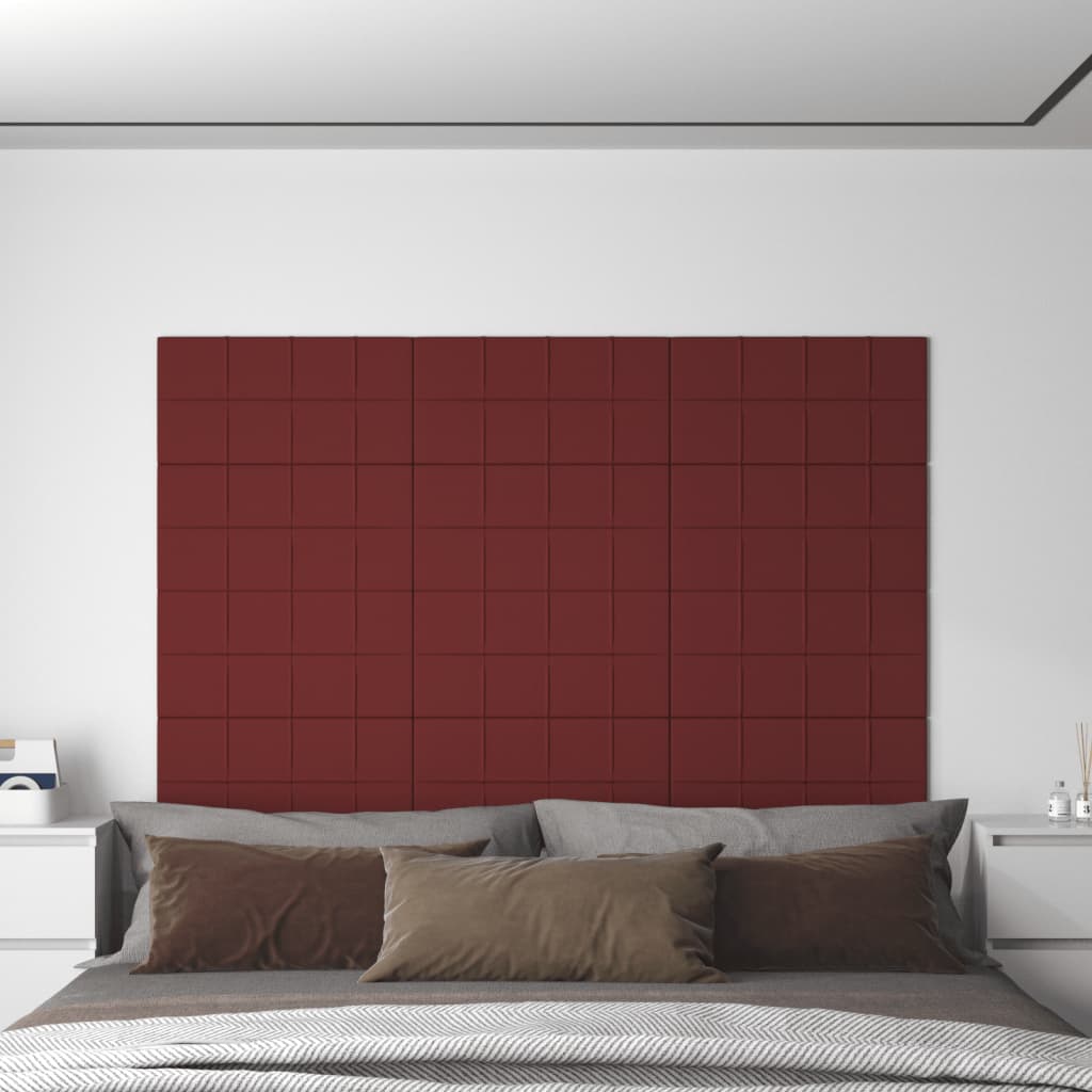 vidaXL Paneles de pared 12 uds tela rojo tinto 60x30 cm 2,16 m²