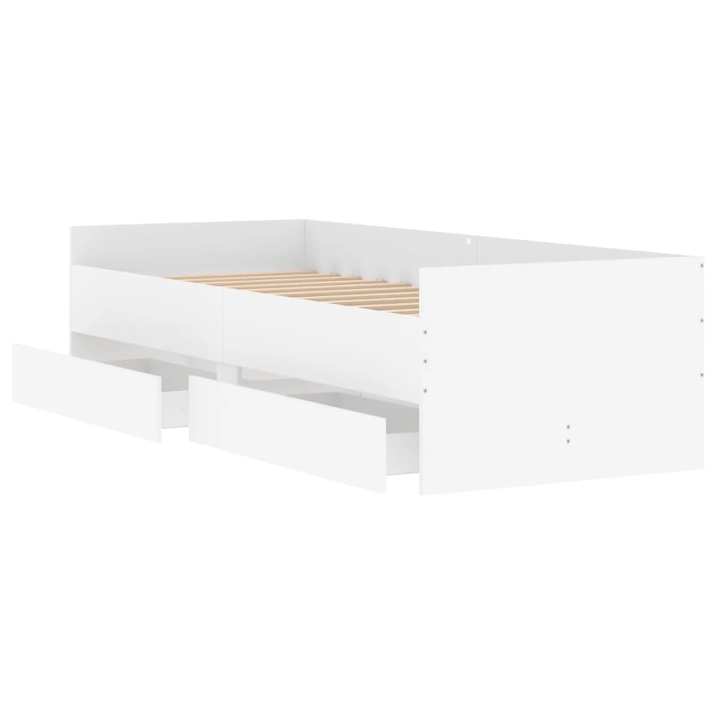 vidaXL Estructura de cama con cajones blanco 75x190 cm