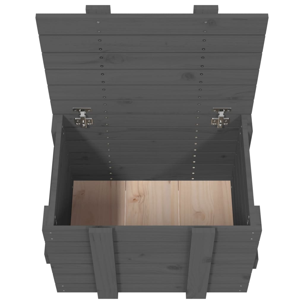 vidaXL Caja de almacenaje madera maciza de pino gris 58x40,5x42 cm