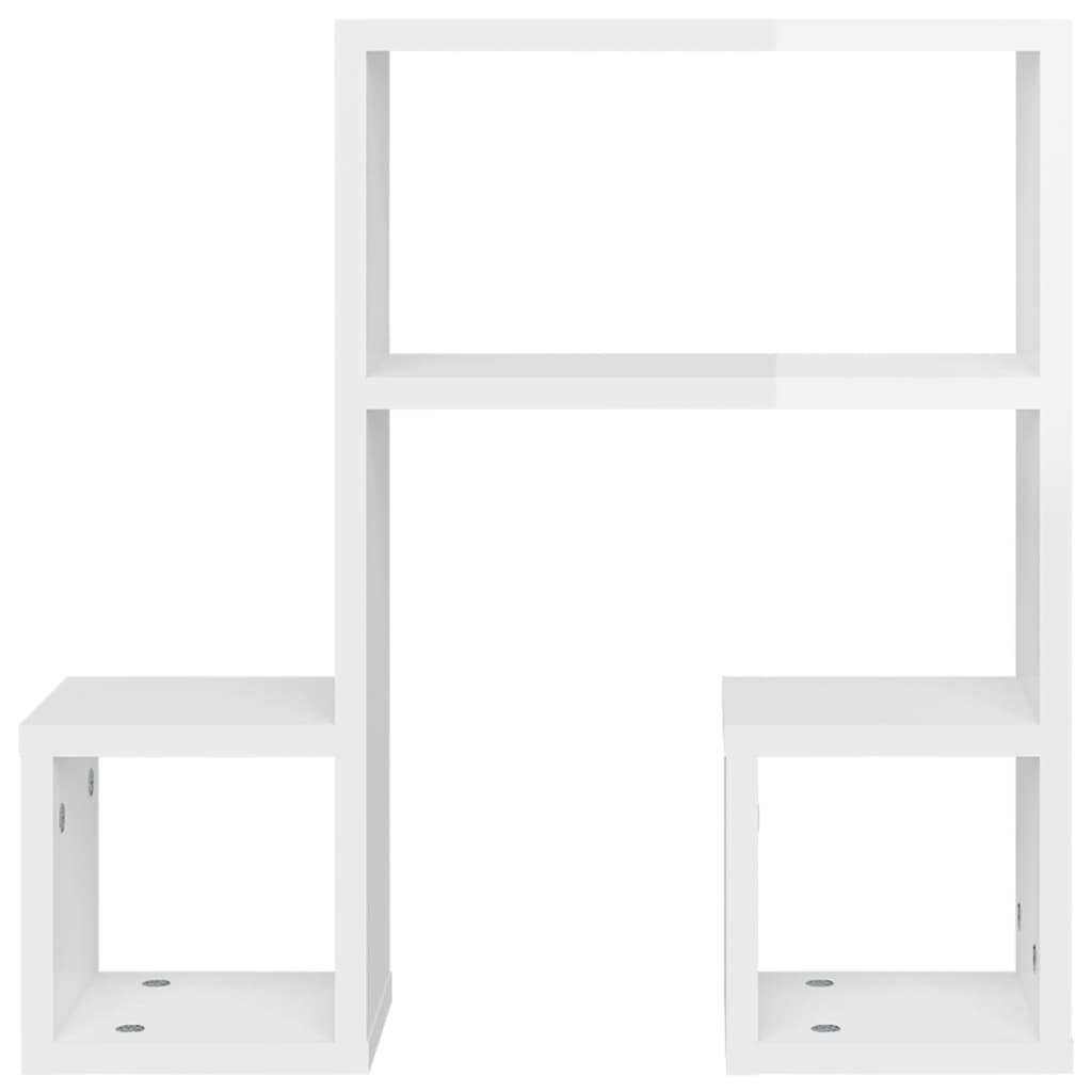 vidaXL Estantes de pared 2 uds contrachapado blanco brillo 50x15x50 cm