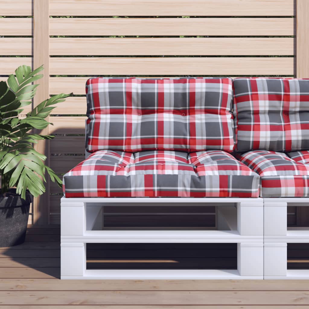 vidaXL Cojín para sofá de palets tela a cuadros rojo 70x40x12 cm