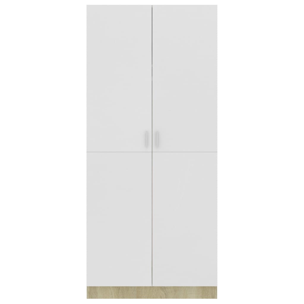 vidaXL Armario de madera contrachapada blanco y roble 80x52x180 cm