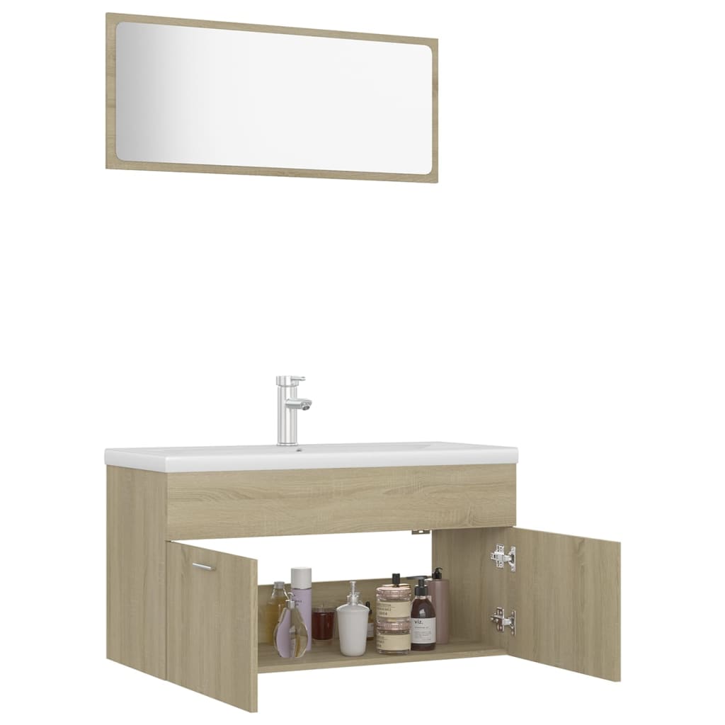 vidaXL Juego de muebles de baño madera de ingeniería roble Sonoma