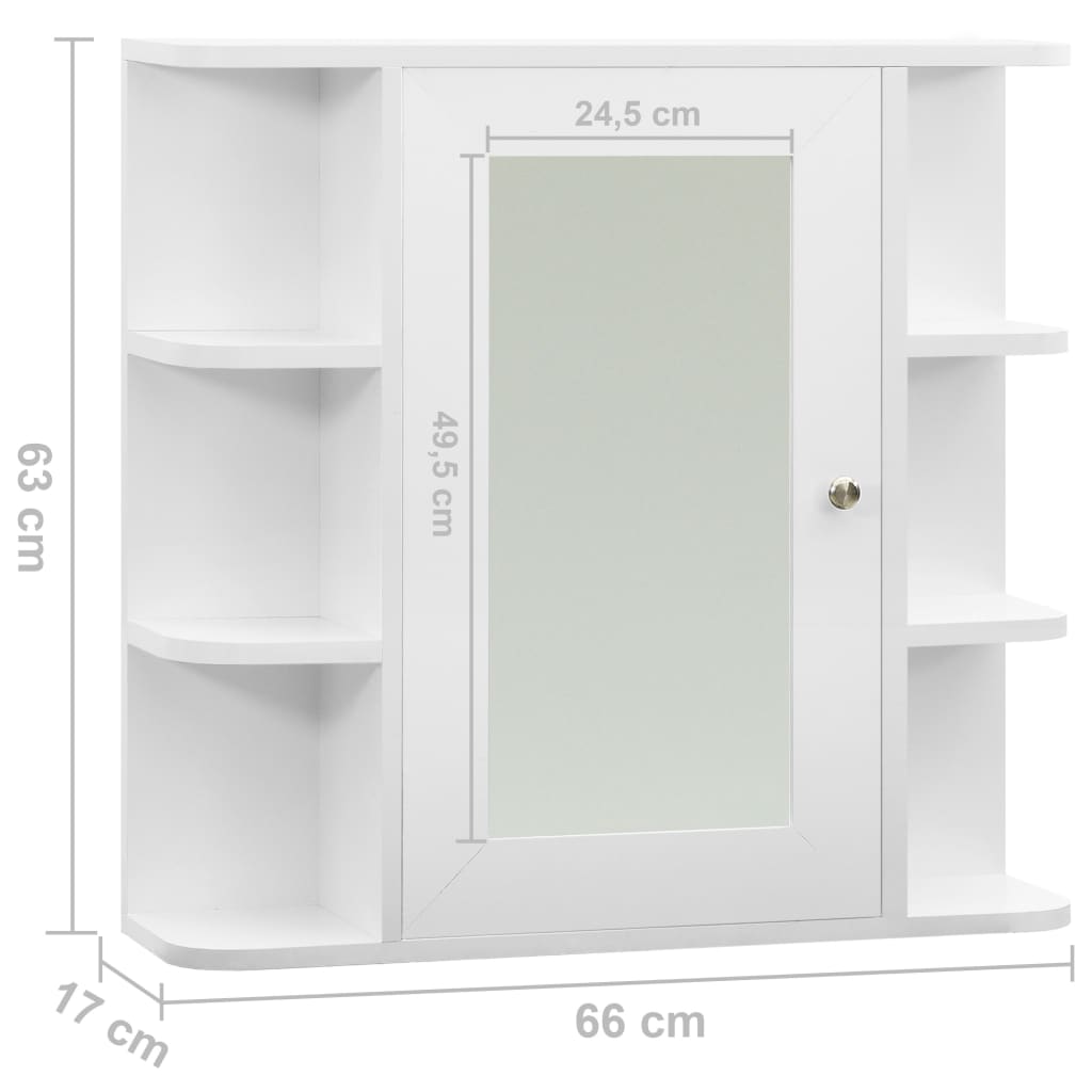 vidaXL Armario de baño con espejo blanco 66x17x63 cm MDF