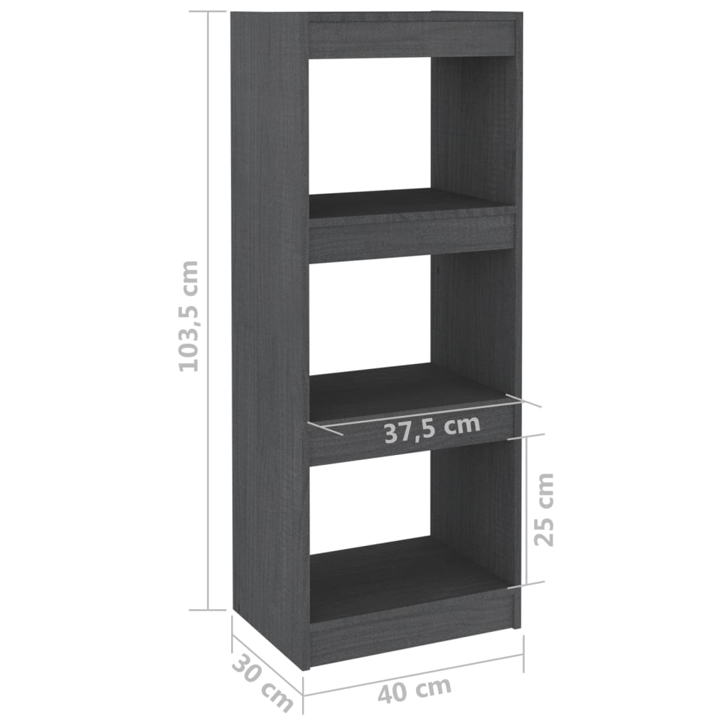 vidaXL Estantería/divisor de espacios madera de pino gris 40x30x103,5 cm