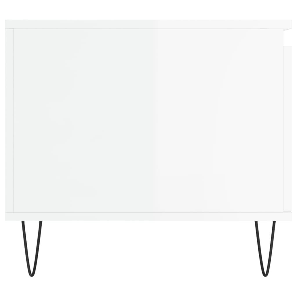 vidaXL Mesa de centro madera contrachapada blanco brillo 100x50x45 cm