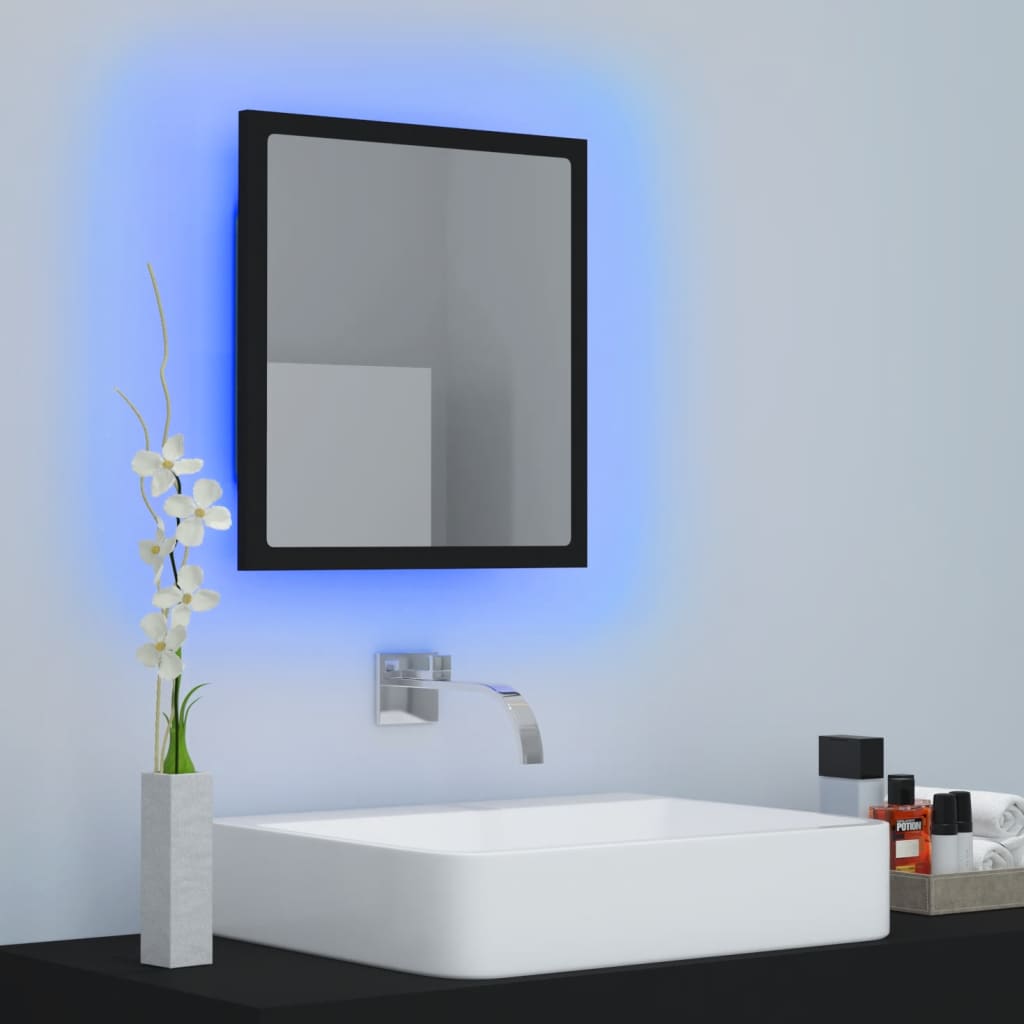 vidaXL Espejo de baño acrílico negro brillo 40x8,5x37 cm