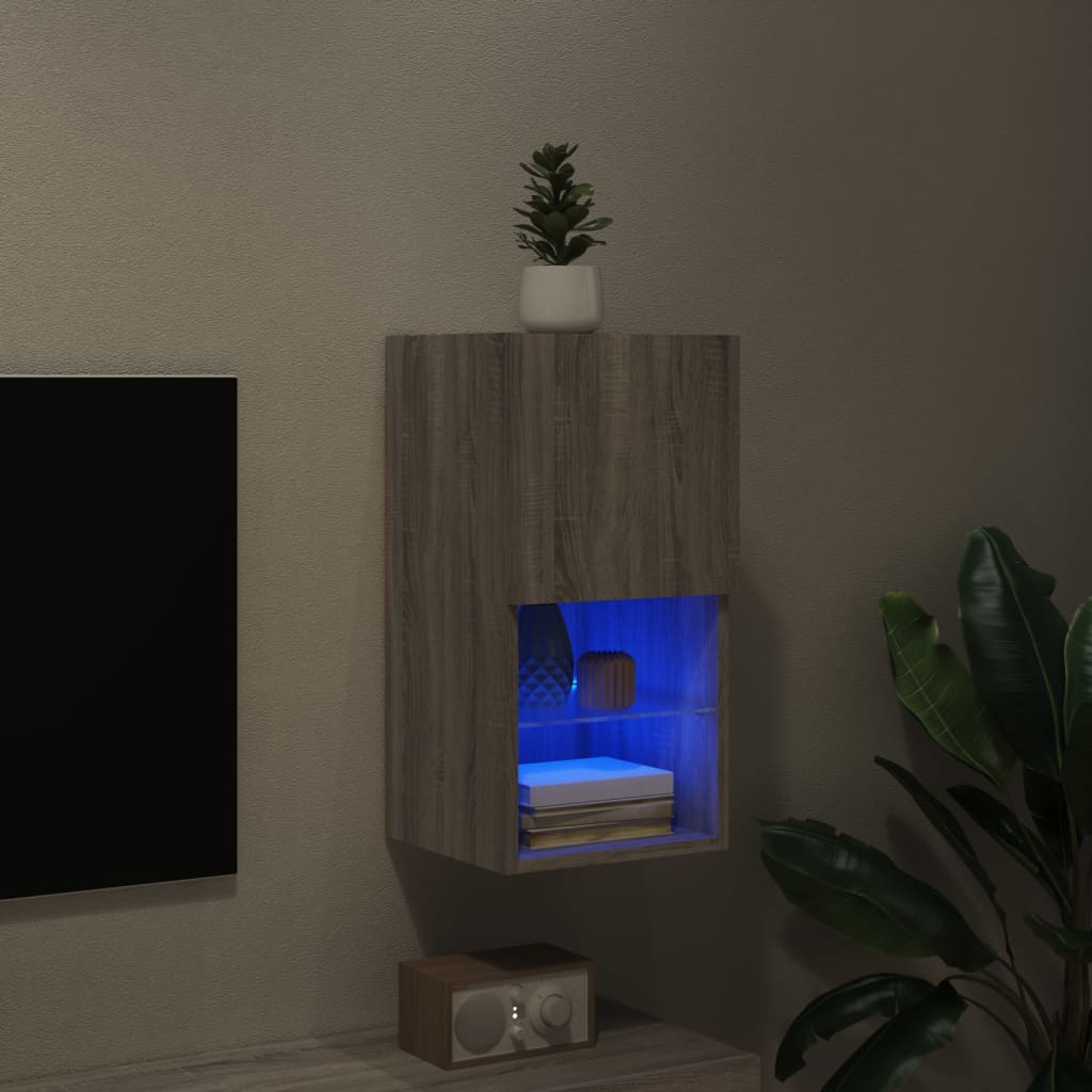 vidaXL Mueble para TV con luces LED gris Sonoma 30,5x30x60 cm