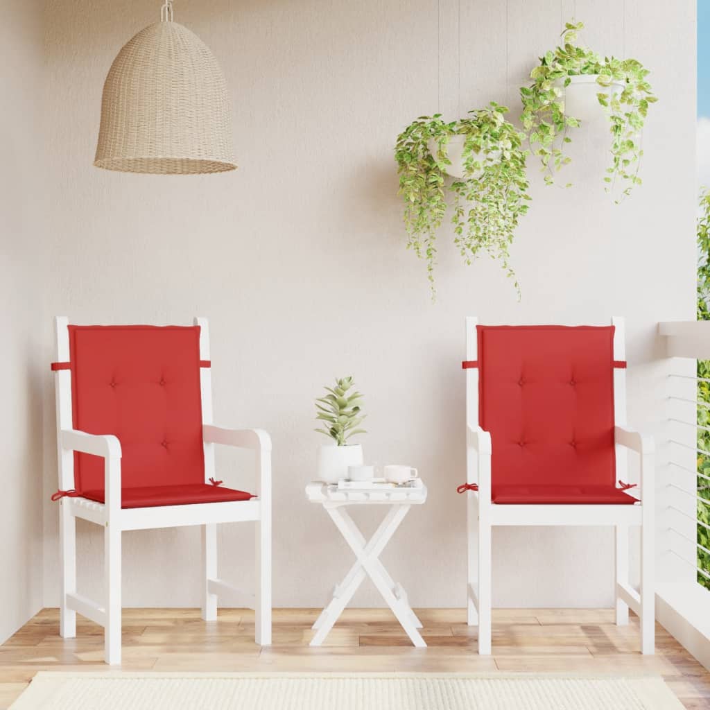 vidaXL Cojín silla jardín respaldo bajo 2 uds tela Oxford rojo