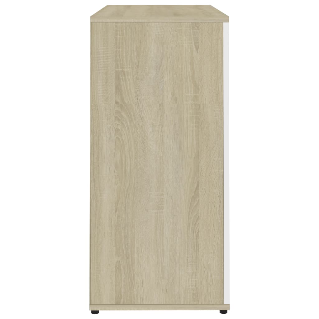 vidaXL Aparador madera contrachapada blanco y roble Sonoma 80x36x75 cm