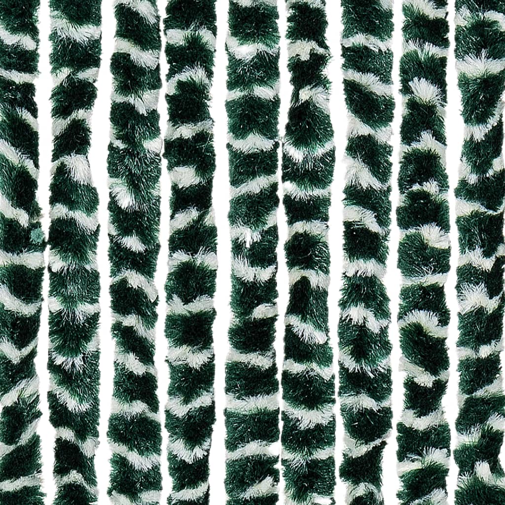 vidaXL Cortina antimoscas chenilla verde y blanco 56x200 cm