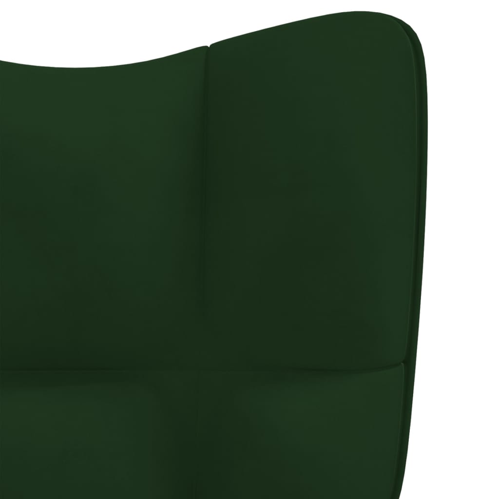 vidaXL Silla de relajación con taburete terciopelo verde oscuro