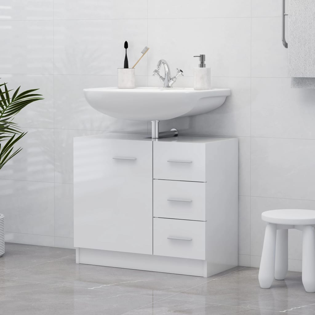 vidaXL Armario para lavabo madera contrachapada blanco 63x30x54 cm